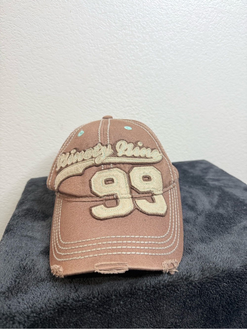 Infinity Headwear Johnny Chim 99 Brown Distressed Adjustable Dad Hat Cap OSFM
